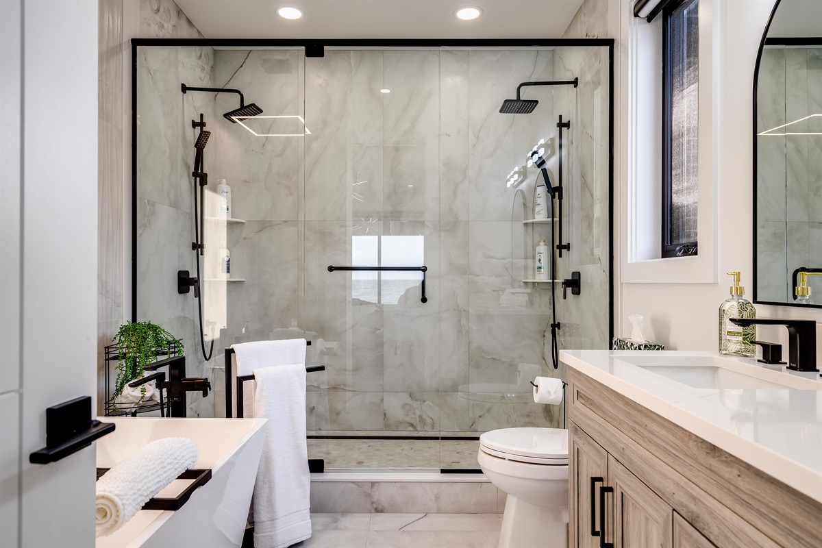 Full Bathroom with Glass Shower.