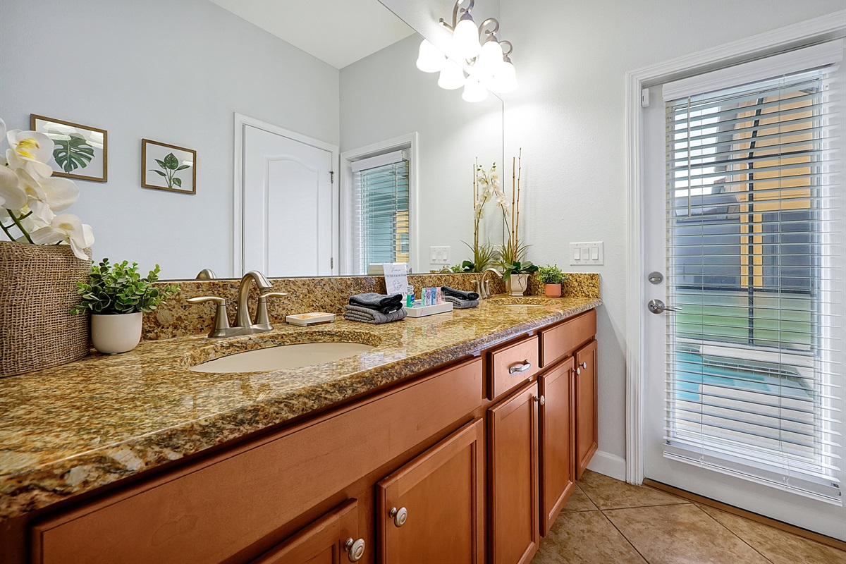 Ensuite First  Floor Master Bathroom that’s also a Pool Bathroom