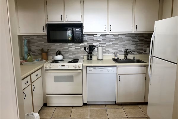 Built in appliances and a big refrigerator