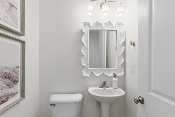 A convenient half bath for guests.