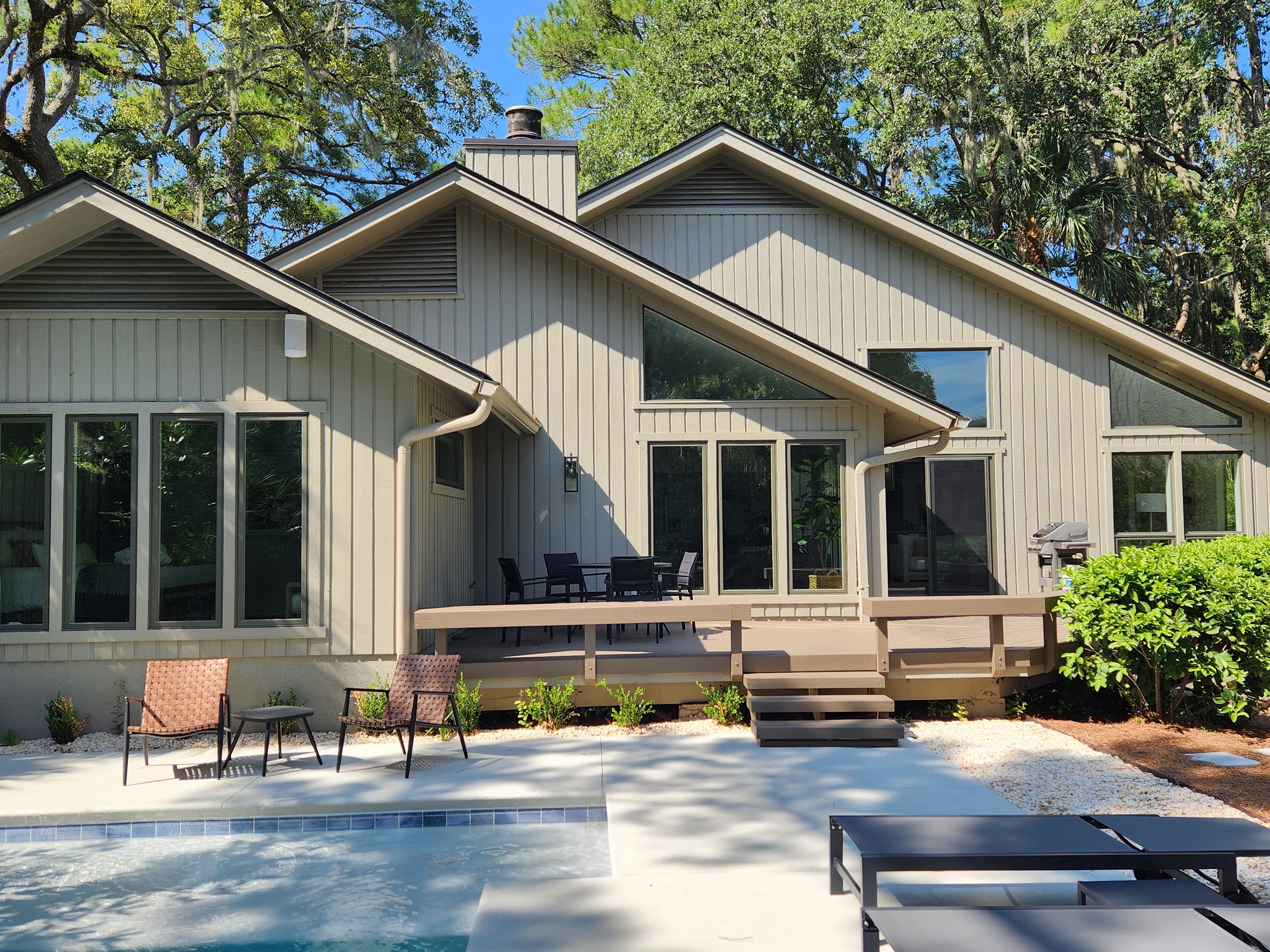 Plenty of room to relax, grill and entertain on this spacious deck which is equipped with Sonos speakers.