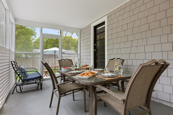 The perfect place to gather, our patio’s seating and table make every moment feel special!