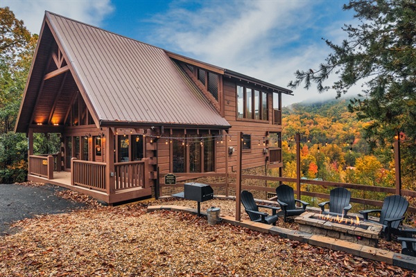 Scenic Sanctuary is located on a semi-private driveway with just 2 other cabins, and surrounded by trees.