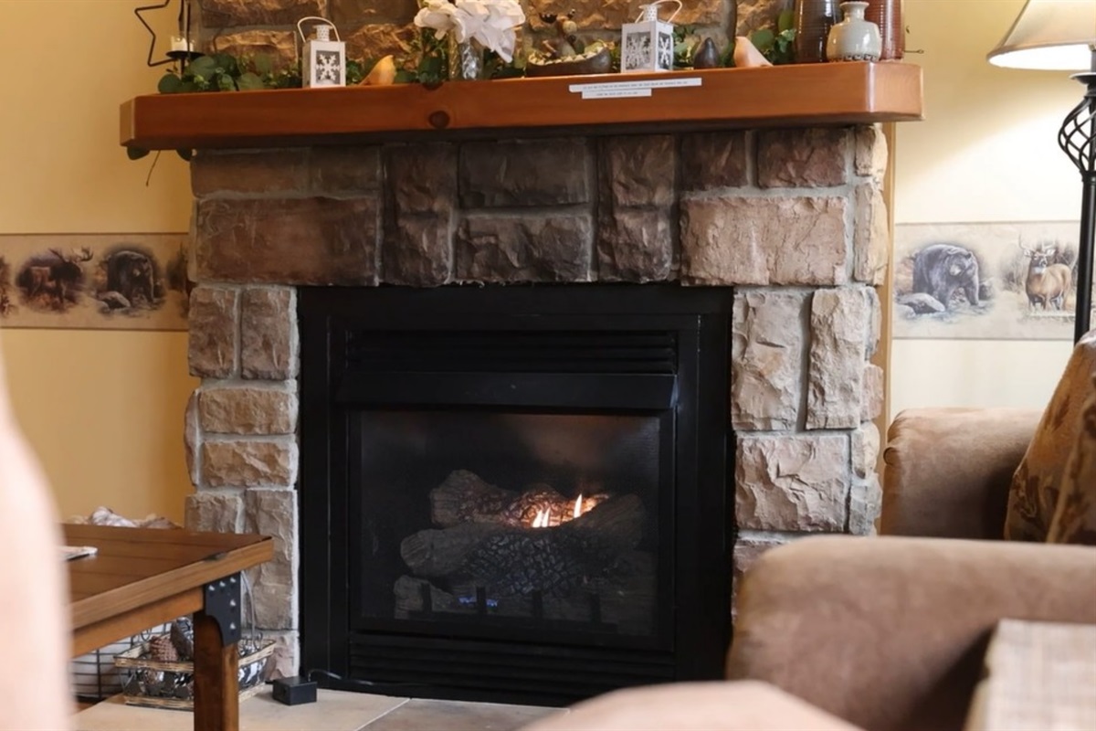 Enjoy our seasonal gas fireplace that is available from October to April.