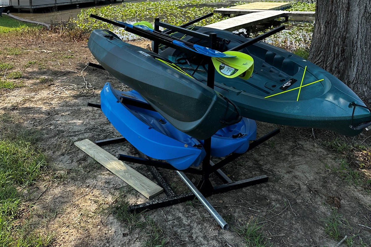 Take an adventure using the 2 adult kayaks and the 2 child kayaks provided.