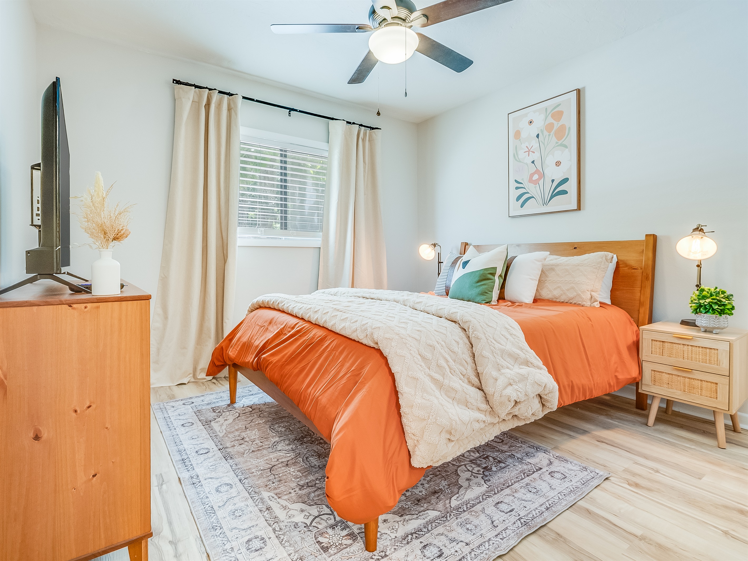 A smart TV in the second bedroom makes it easy to relax your way.