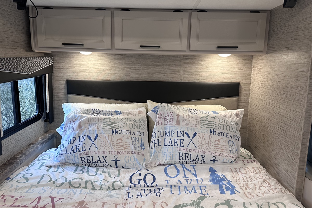 View of spacious bed