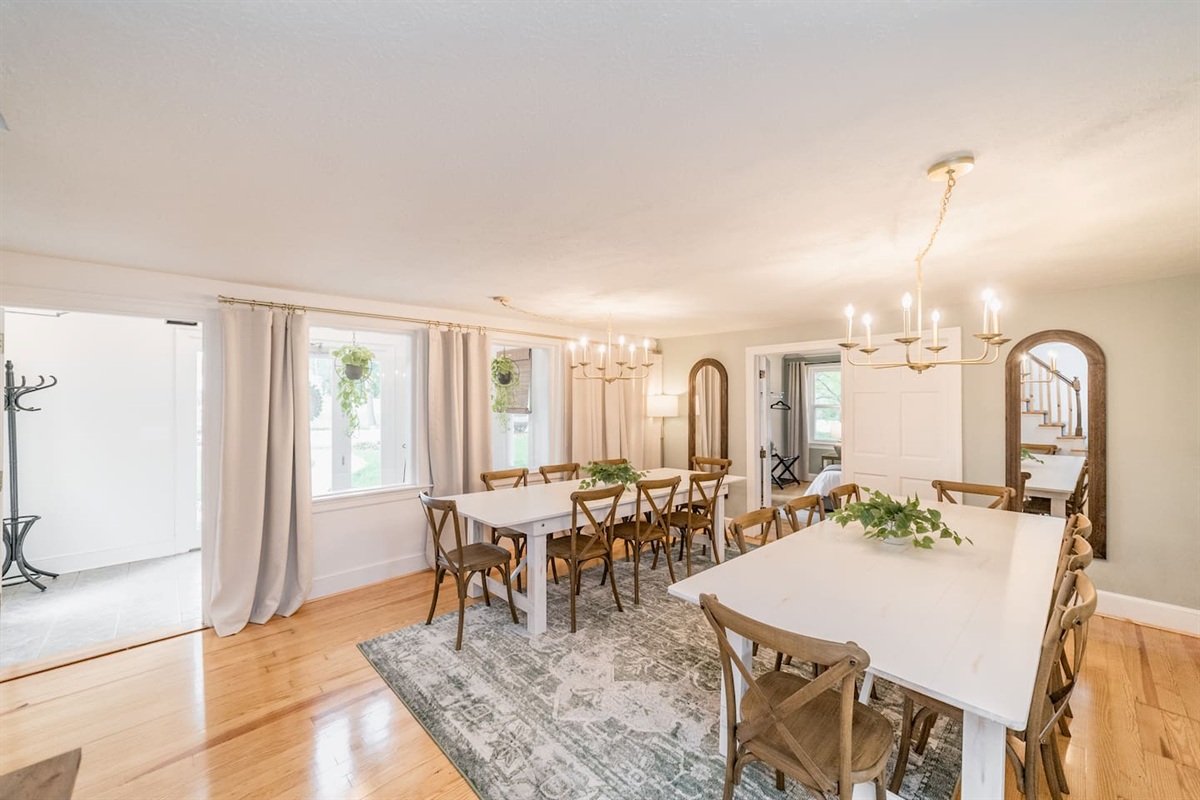"The two main front tables are good for family dinner and bingo." -recent guest

The double doors can be open or closed depending on your preference.