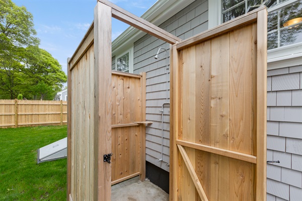 Rinse off the day’s adventures in our refreshing outdoor shower, perfect for beach days!
