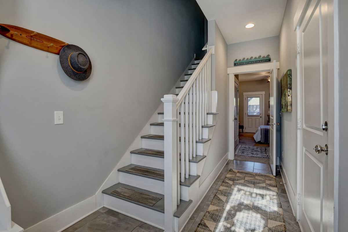 Shared foyer with private entrance at end of hall