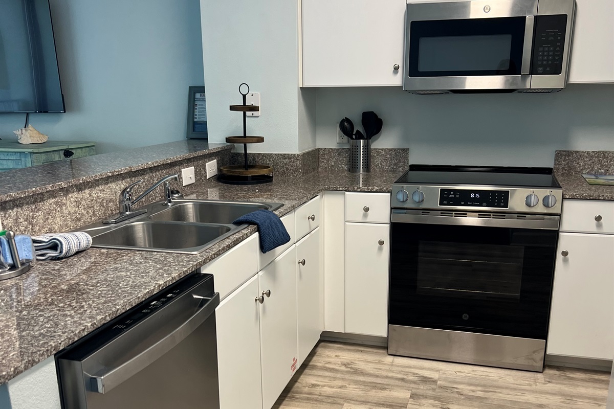 Kitchen with new stainless appliances