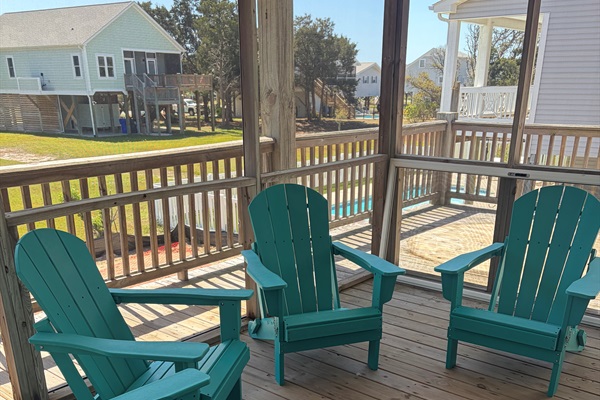 Enjoy the amazing breeze on the back screened in deck!