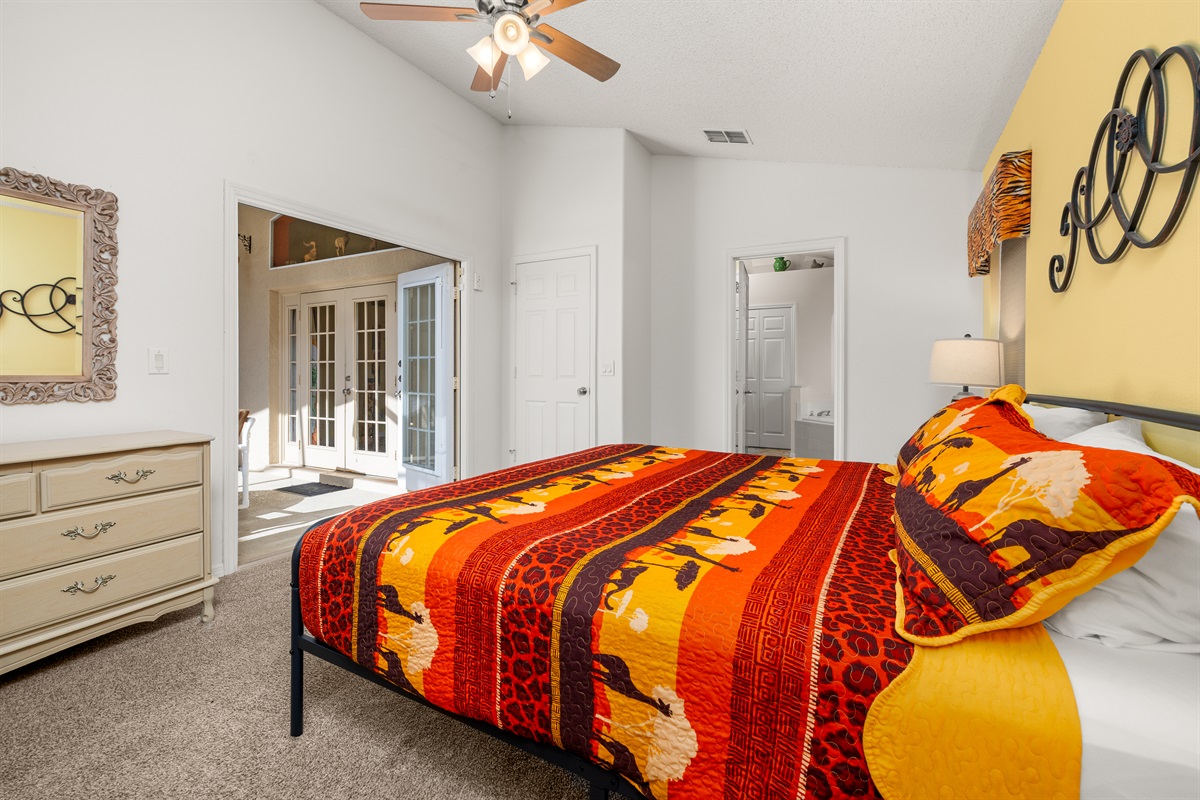 The king master suite has french doors to the lanai.