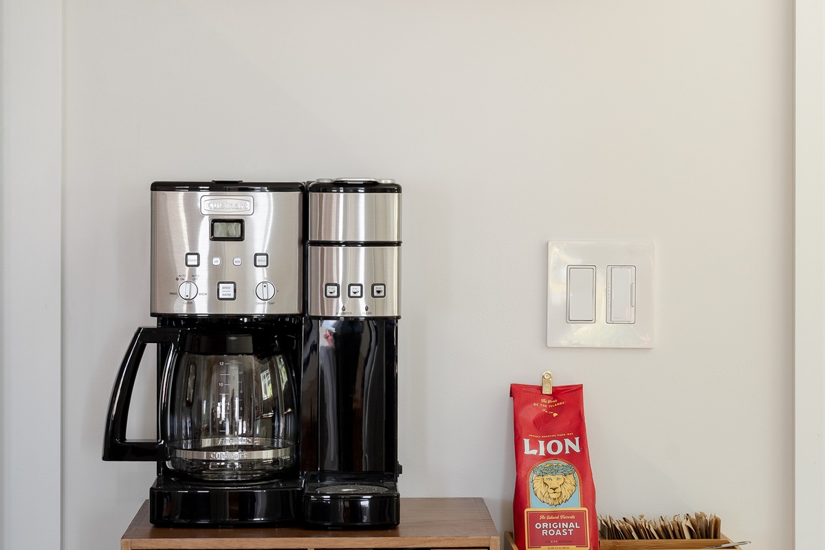 coffee bar with drip coffee and Keurig