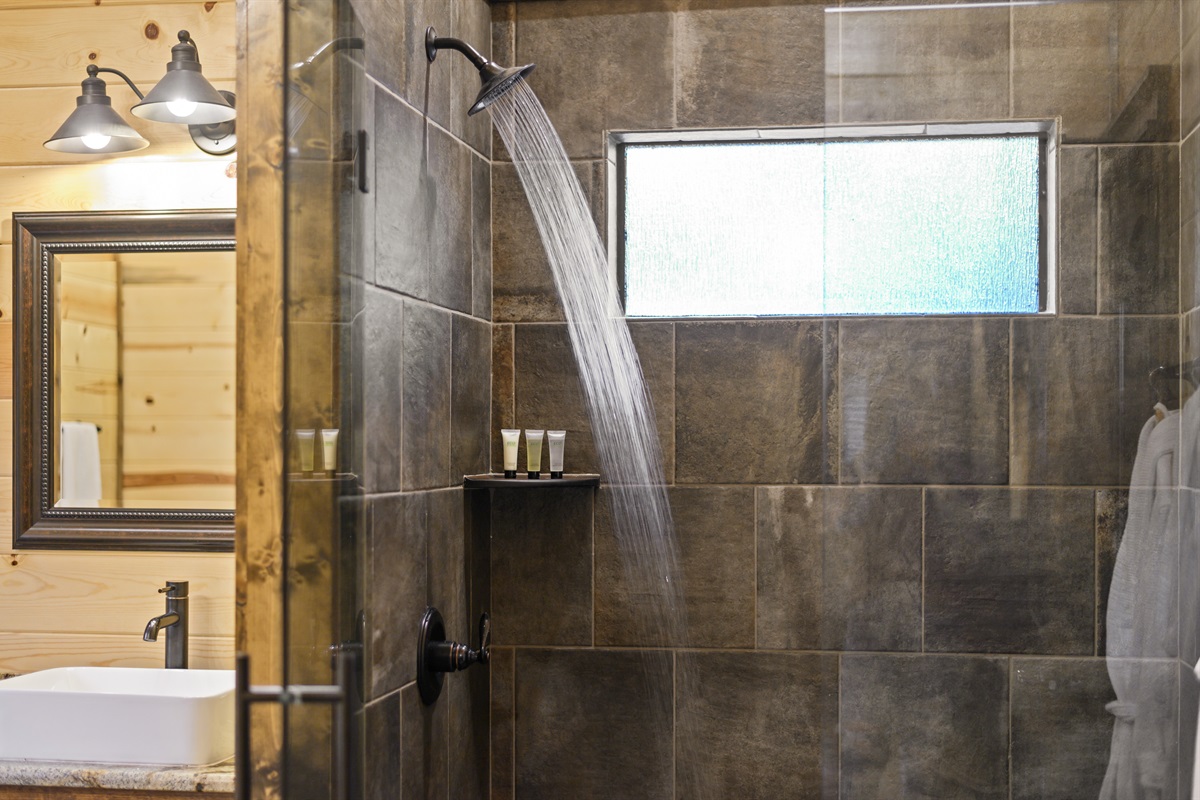 Private master bath retreat. Large shower and soaker tub.