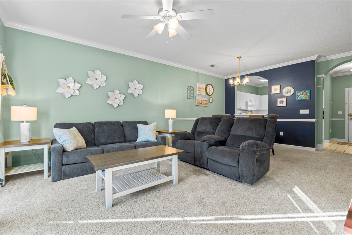 Spacious Living Room area with sleeper sofa