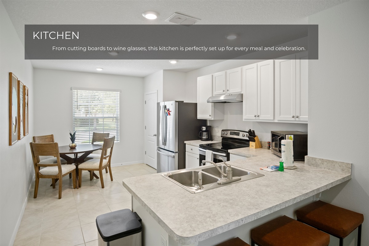 Clean, spacious kitchen with all essentials.