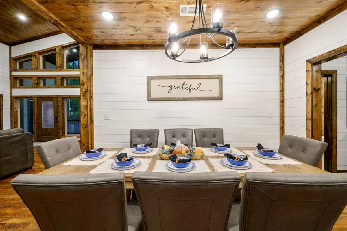 Indoor dining made cozy and inviting for game nights or gourmet dinners.