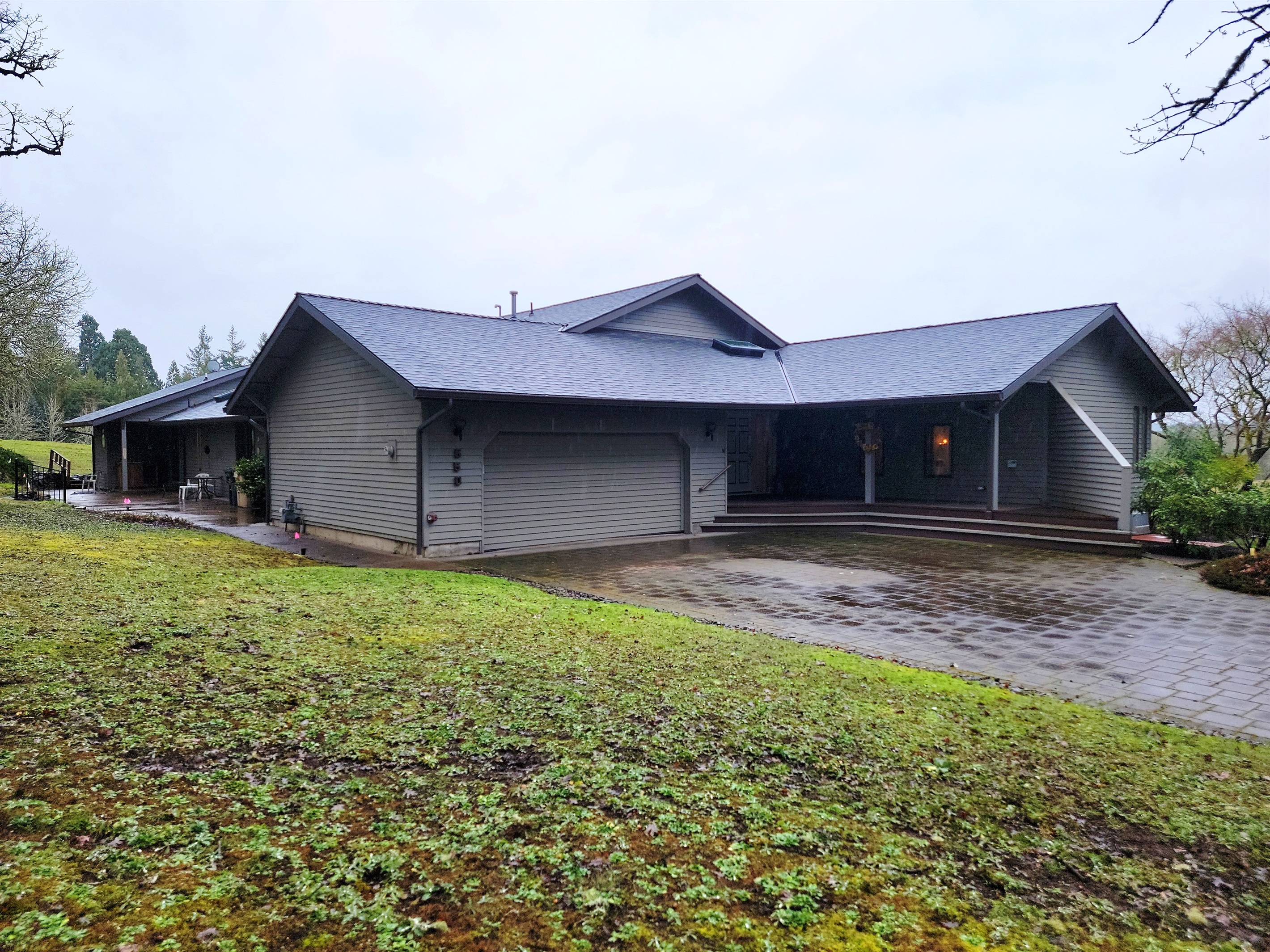 Entrance and 2-car garage