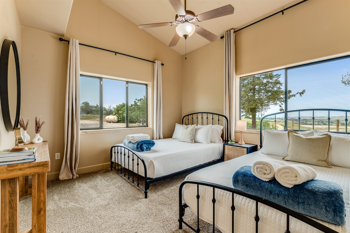 Downstairs Bedroom 2 with two Queen sized beds
