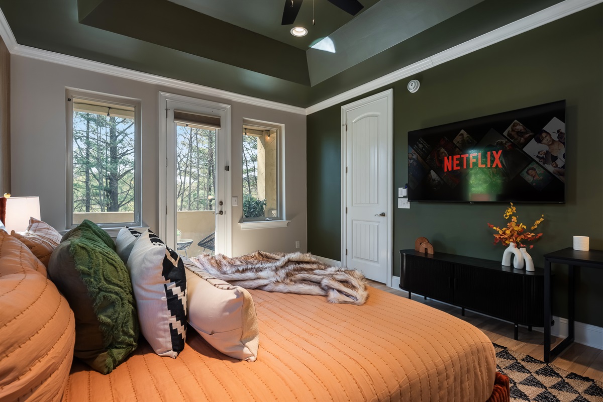 King bedroom with direct access to bathroom and living areas - well-positioned within the home