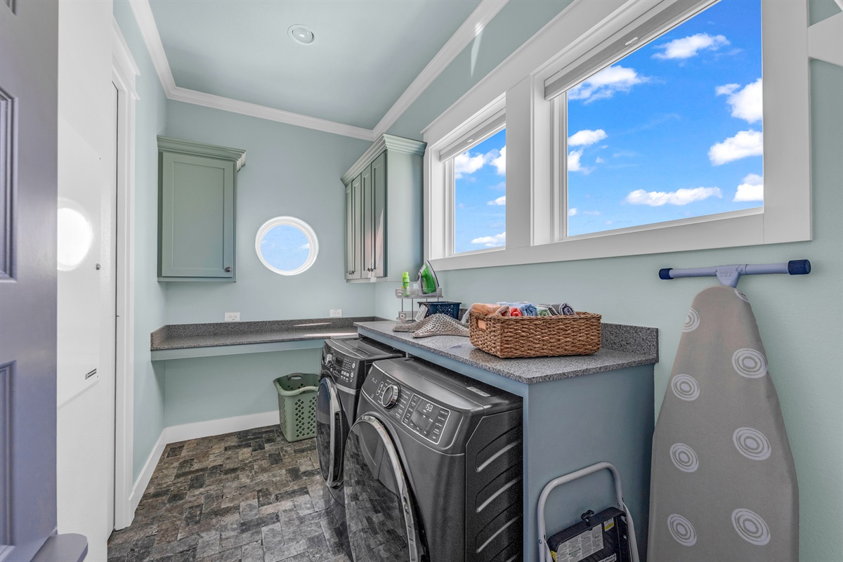 Crystal Paradise Laundry: Convenient in-home laundry with modern washer and dryer for hassle-free stays.