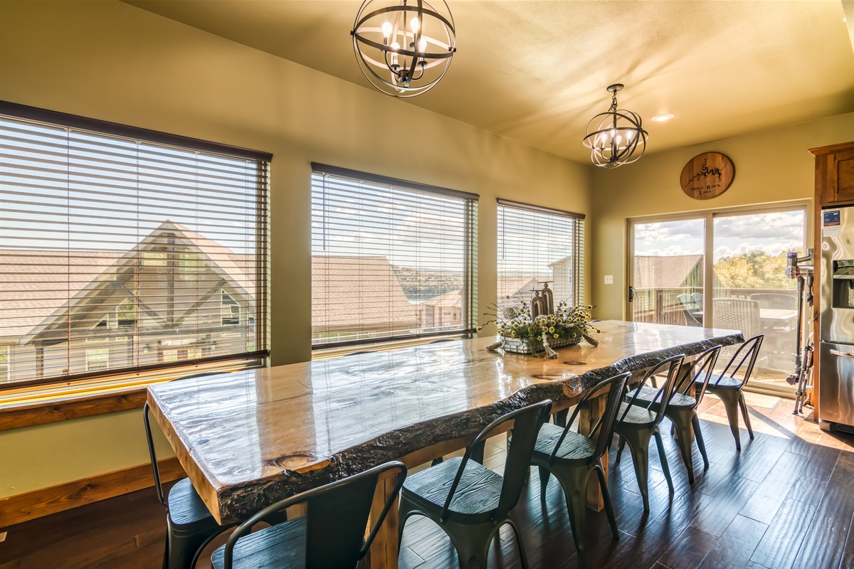 Views of the lake from the kitchen area