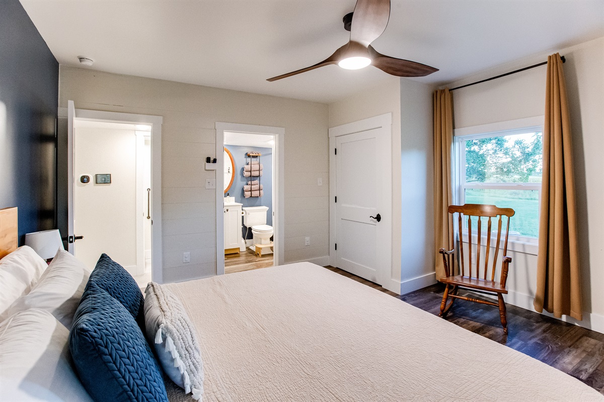Master bedroom with attached full bathroom