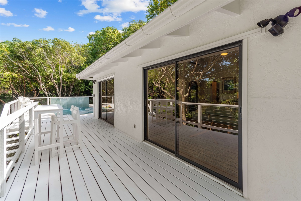 Patio right outside of the living room and primary bedroom