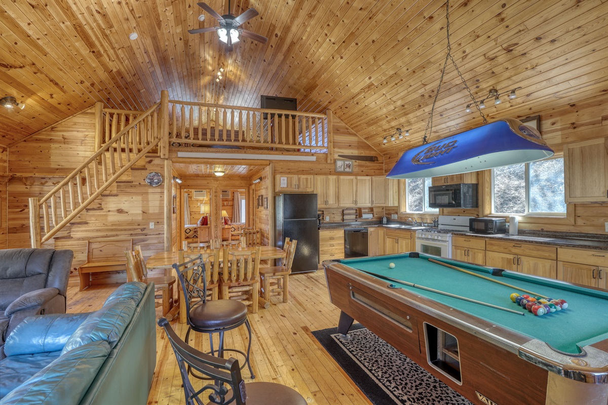 Living area with pool table