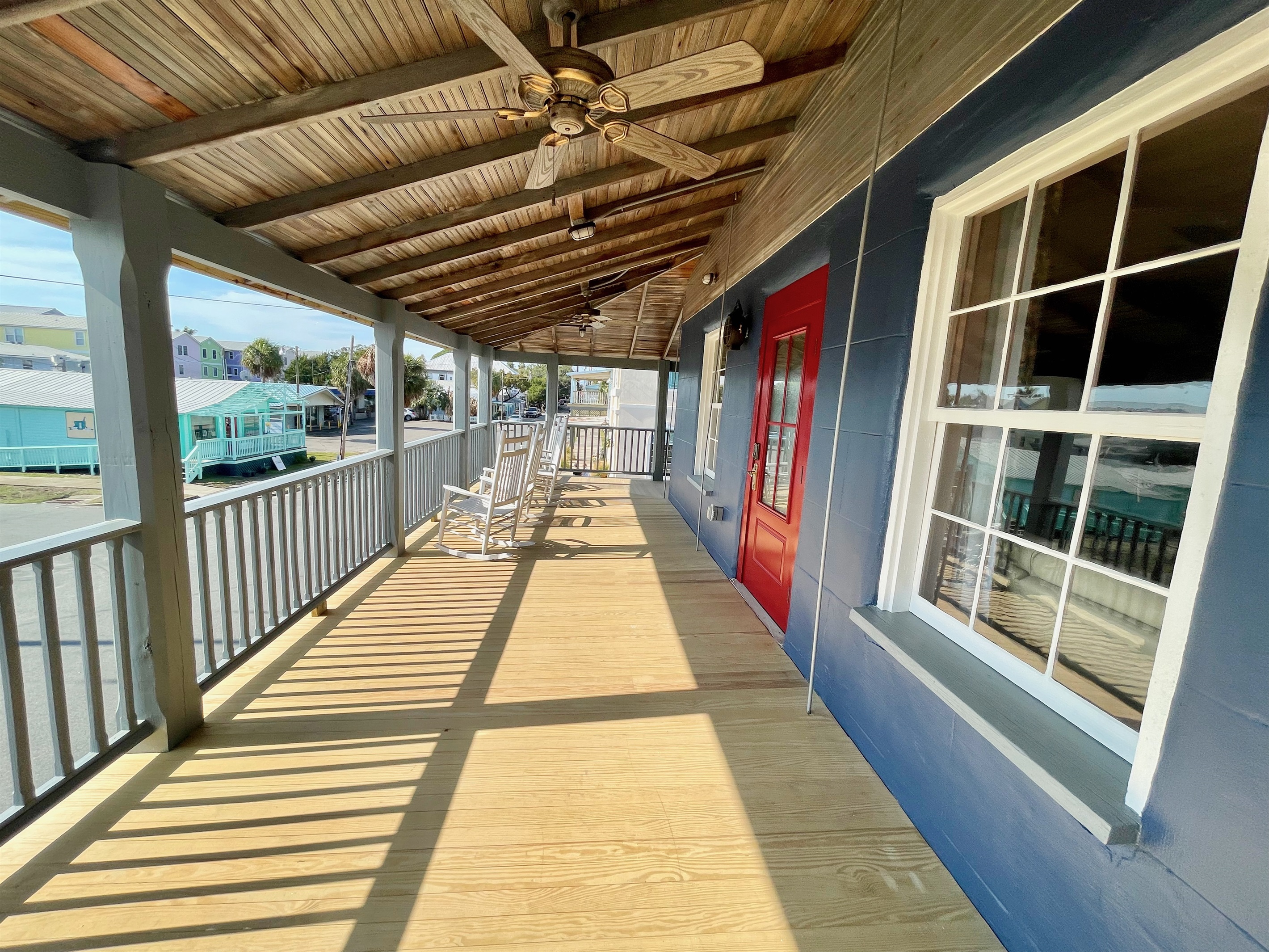 Front porch of Rose unit overlooking 2nd Street