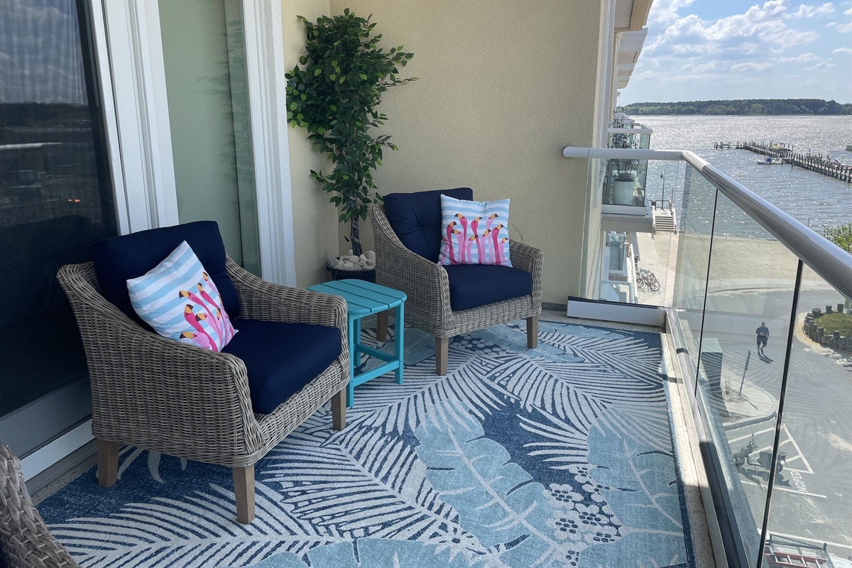 Oversize balcony with view of bay 
