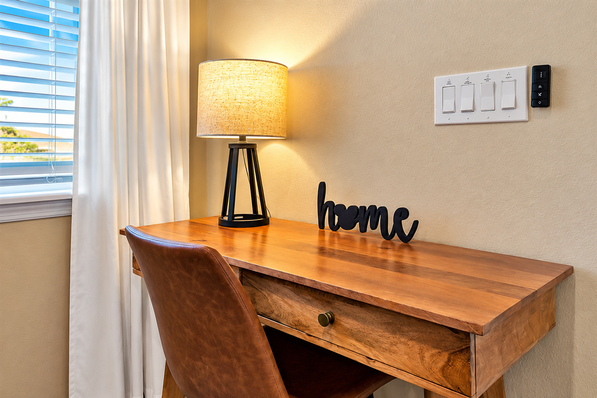 If you must work, we have you covered with a dedicated workspace.