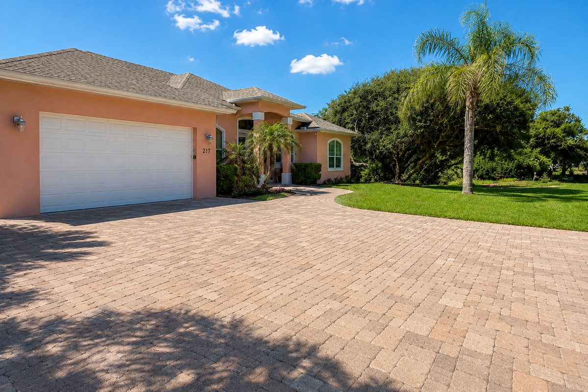 Extra large driveway with plenty of room for a boat 