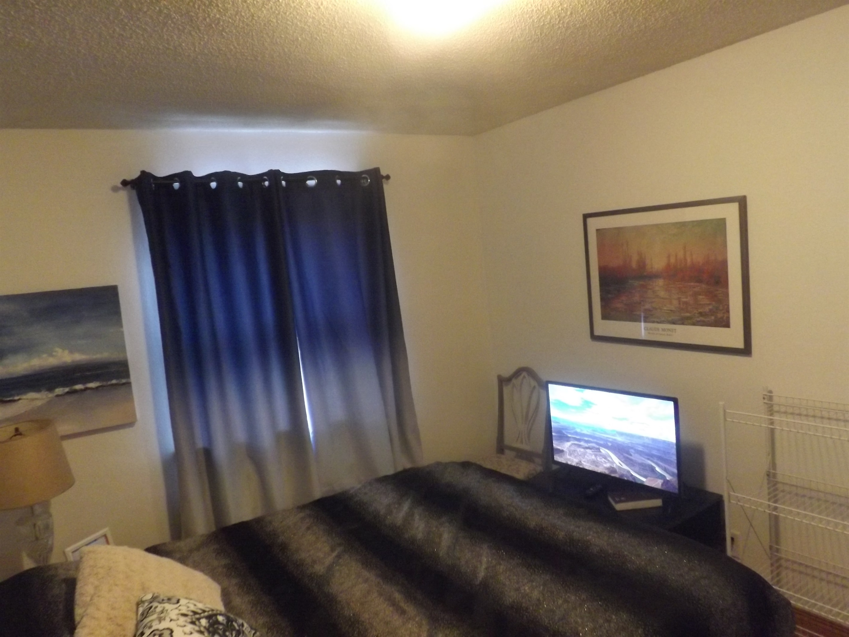 Queen bed with Roku smart TV