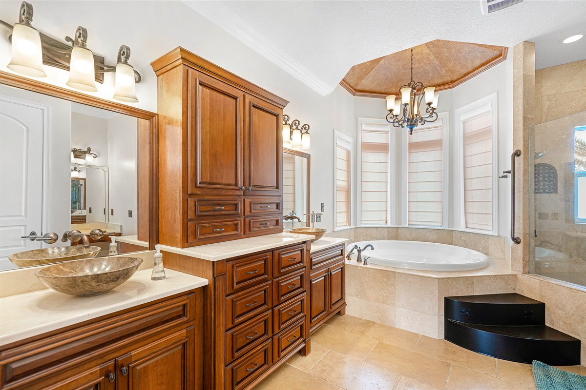 Pamper yourself in the second floor master bedroom's ensuite.