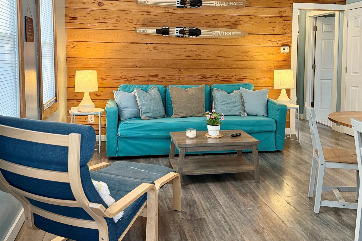 Living room with Queen sleeper sofa