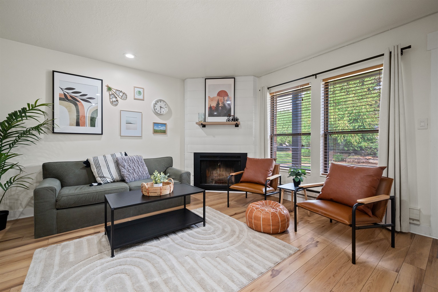 Modern first-floor condo nestled in a tranquil garden setting.