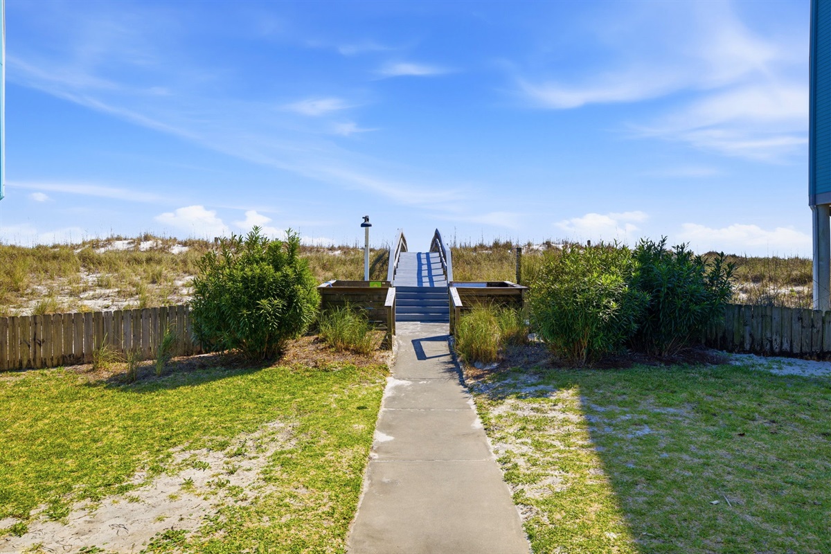 Walkway to the beach from the building