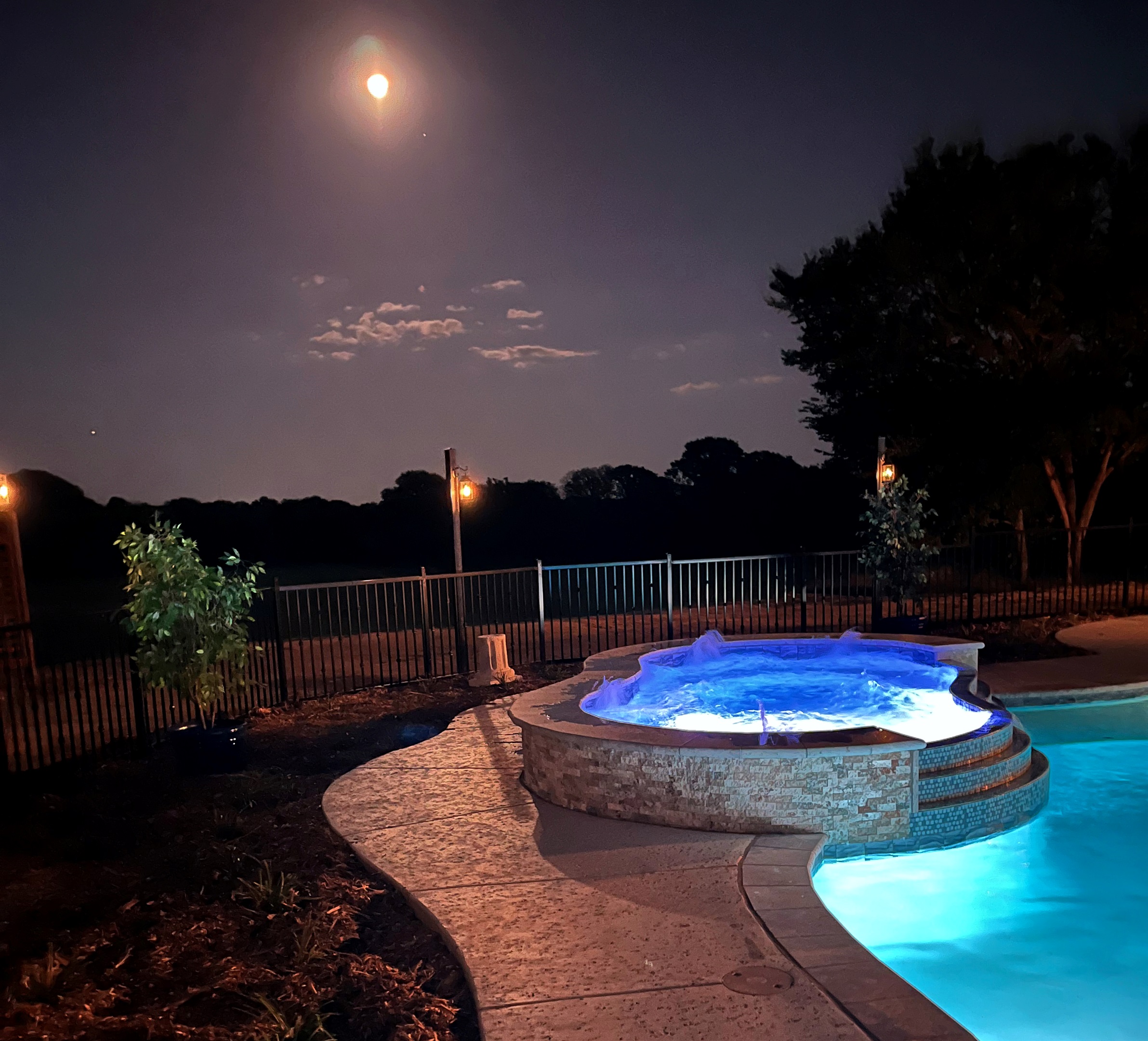 Resort style pool, magic of night swimming, hot tub for 20