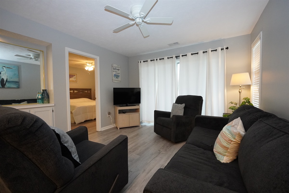 Access to balcony and master bedroom from living room