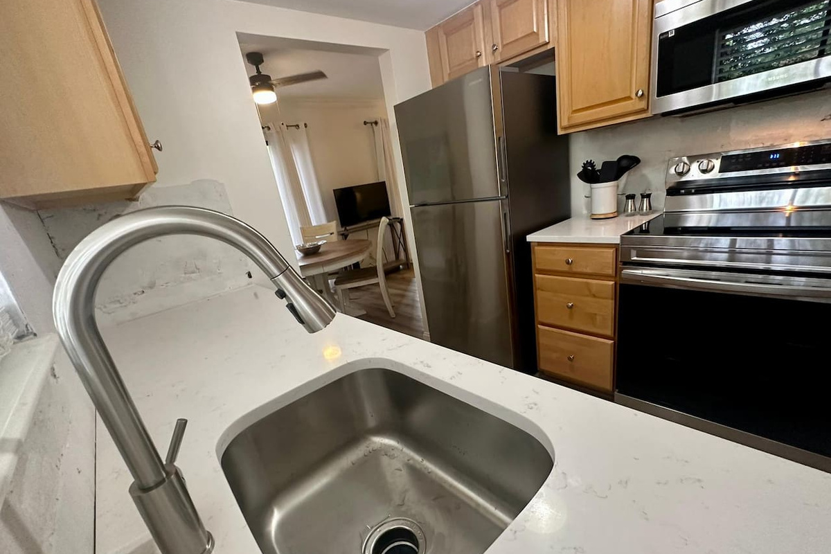 Kitchen with stainless steel appliances