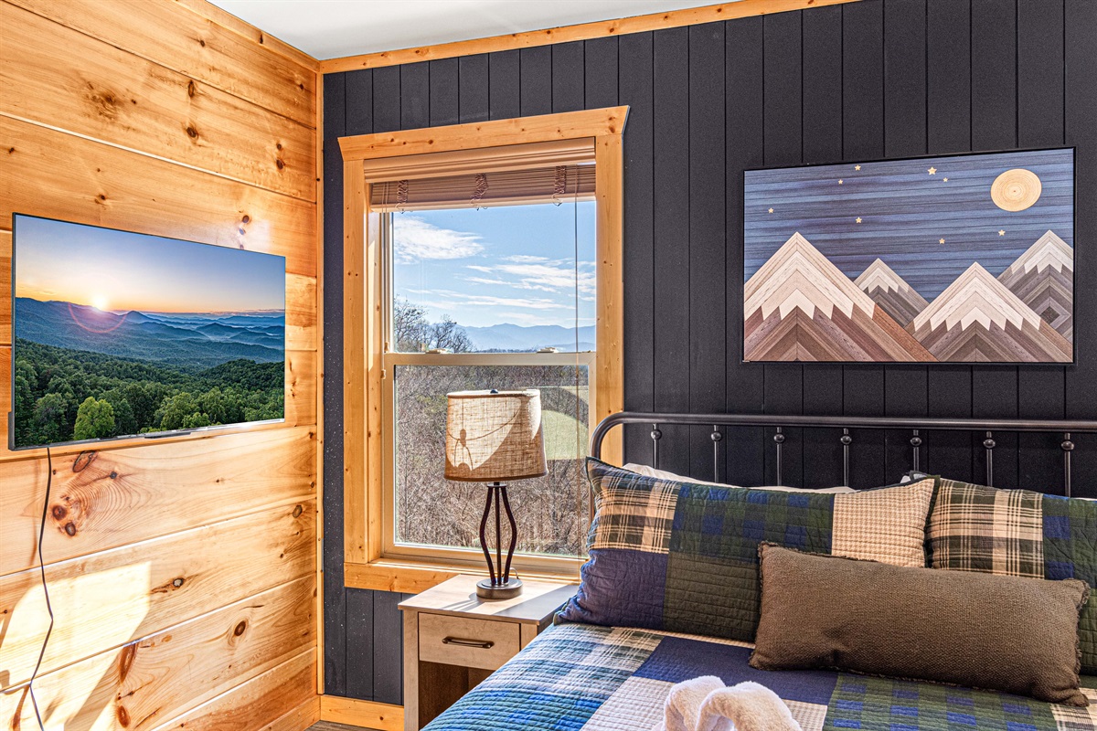 Enjoy the long range mountain views from the upstairs bedrooms. The smart TVs in every bedroom offer a range of streaming options.