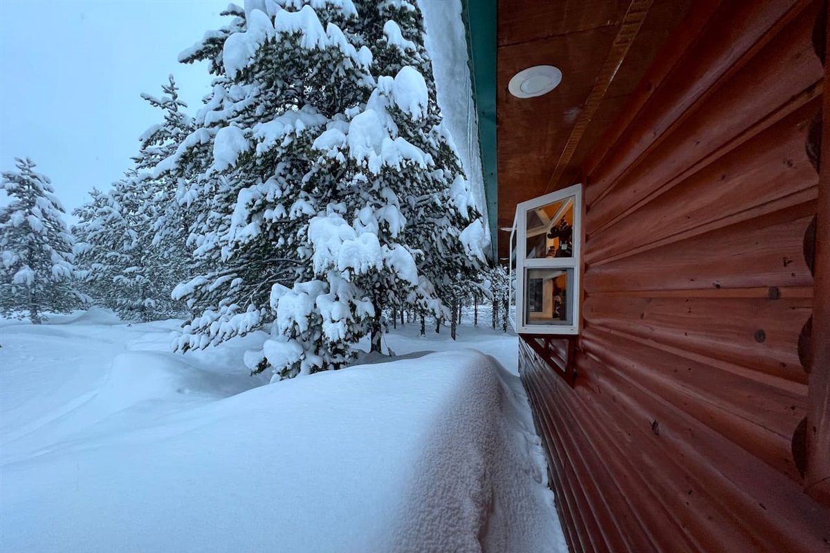 Kitchen bay window overlooking circular driveway.