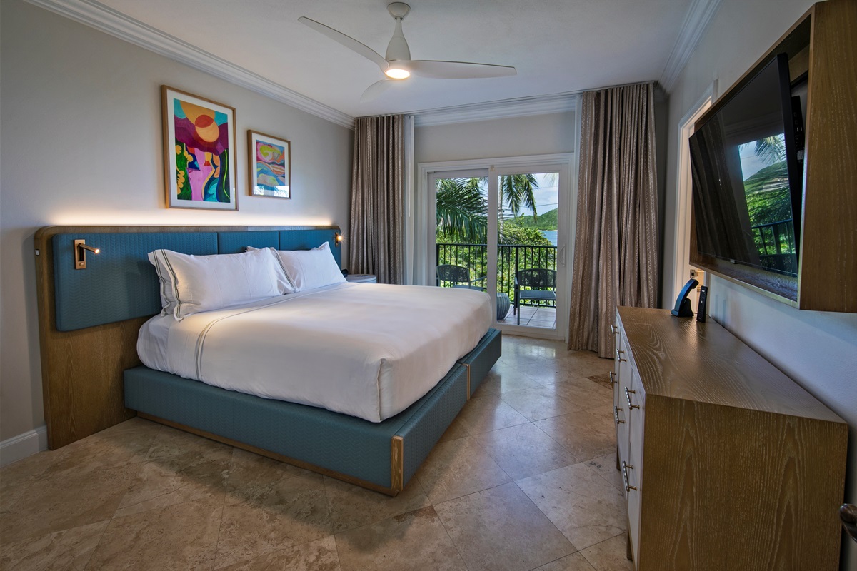 Guest bedroom with combined twin beds at the Ritz-Carlton Residences, St. Thomas, designed for comfort and versatility in Caribbean vacation rentals.