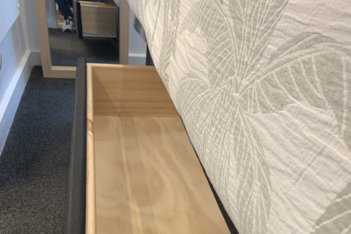 underbed draws - 3 in total, either side and at base of bed
