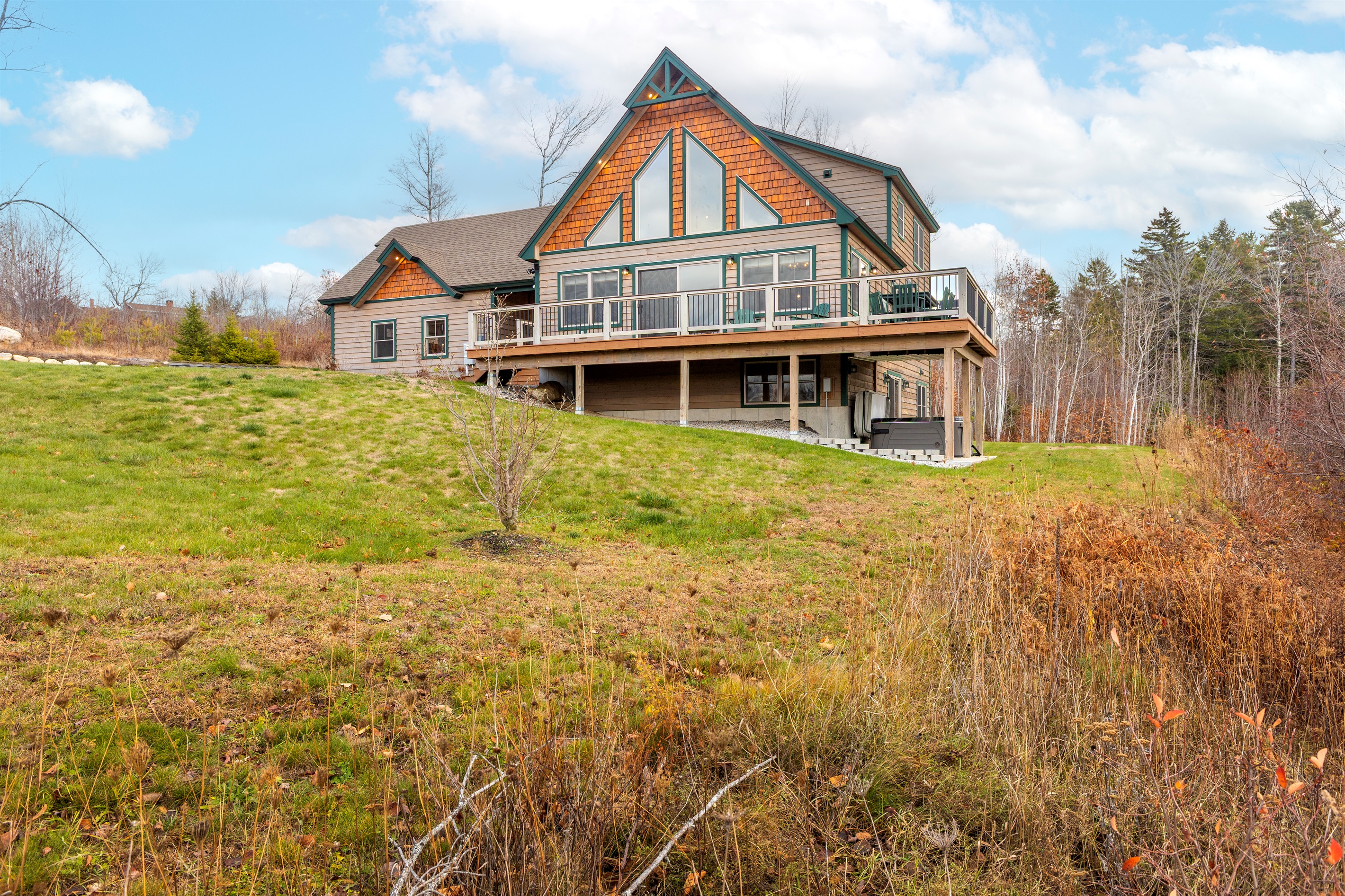 Explore the spacious grounds and charming exterior of the lodge.