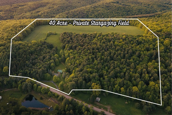 Your private slice of the cosmos. Spread out across 85 secluded acres—including a 40-acre open field designed for stargazing, picnics, and pure peace. No crowds, no city lights