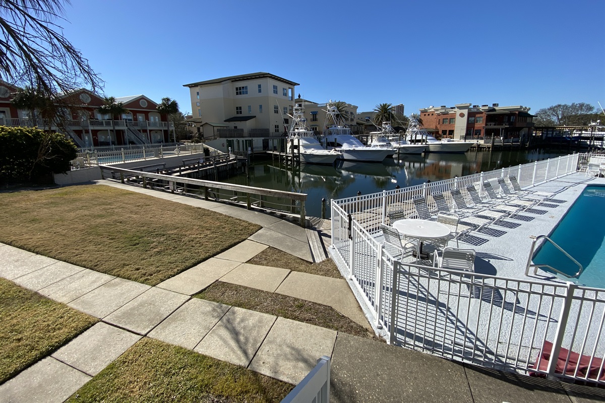 Pool and marina view.