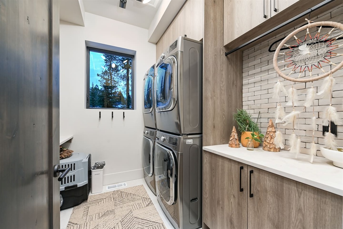 Tandem washer and dryer.